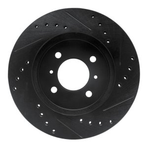 Mitsubishi Mirage Brake Rotor (1) - Front Left - R1 Concepts - Drilled & Slotted - Black - `98-`07